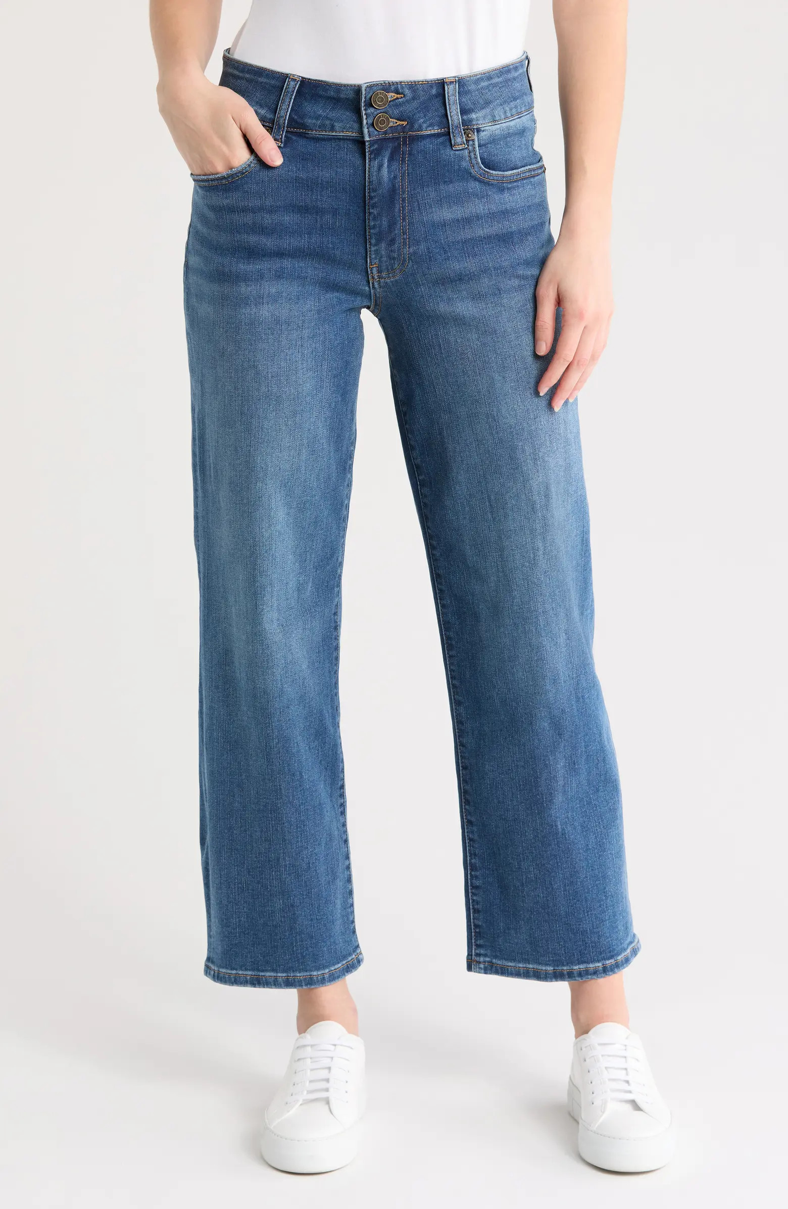 Lucy Double Button High Waist Wide Leg Jeans | Nordstrom Rack