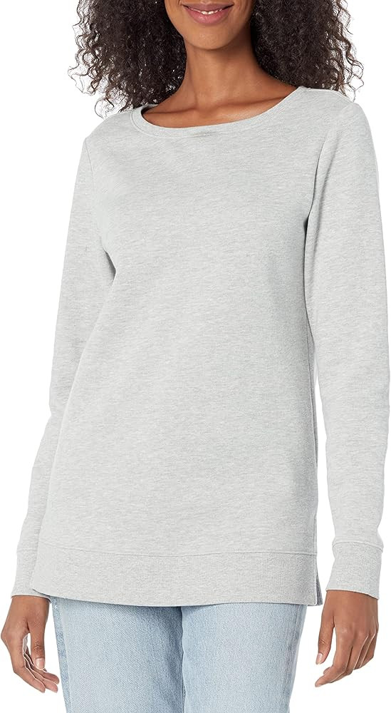 Amazon Essentials Women's Open-Neck Fleece Tunic Sweatshirt | Amazon (US)