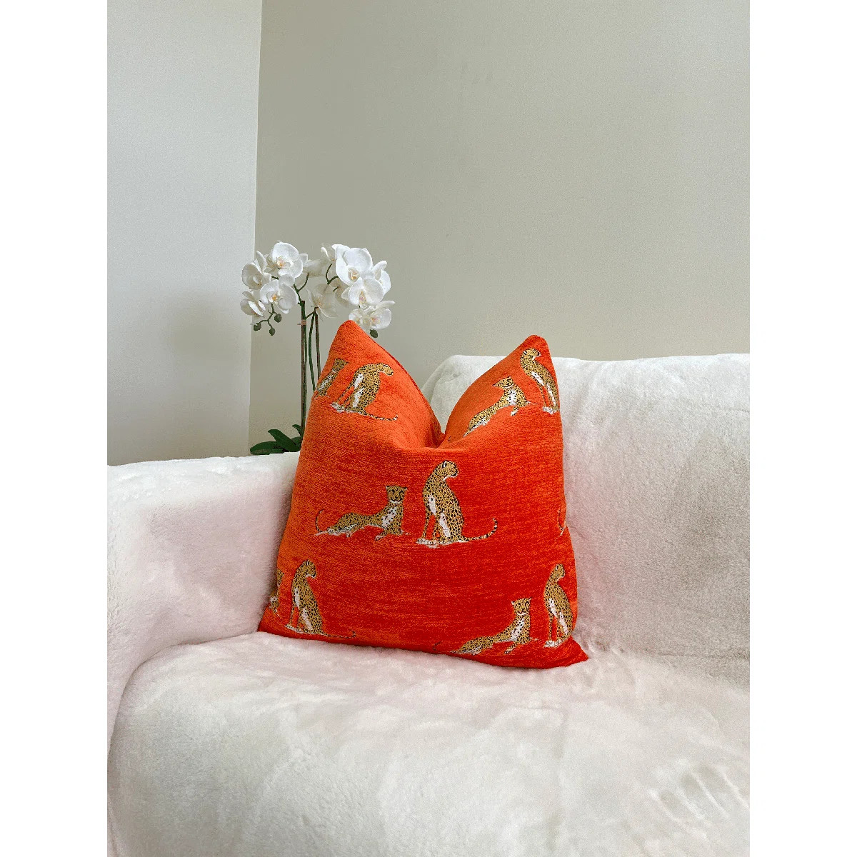 Embroidered Cheetah Chenille Throw Pillow Cover | Wayfair North America