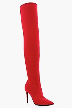 Pointed Stretch Over The Knee Boots | Boohoo.com (US & CA)