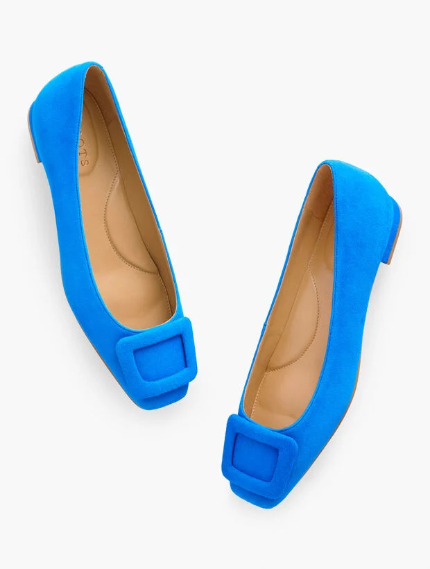 Sutton Suede Buckle Flats | Talbots