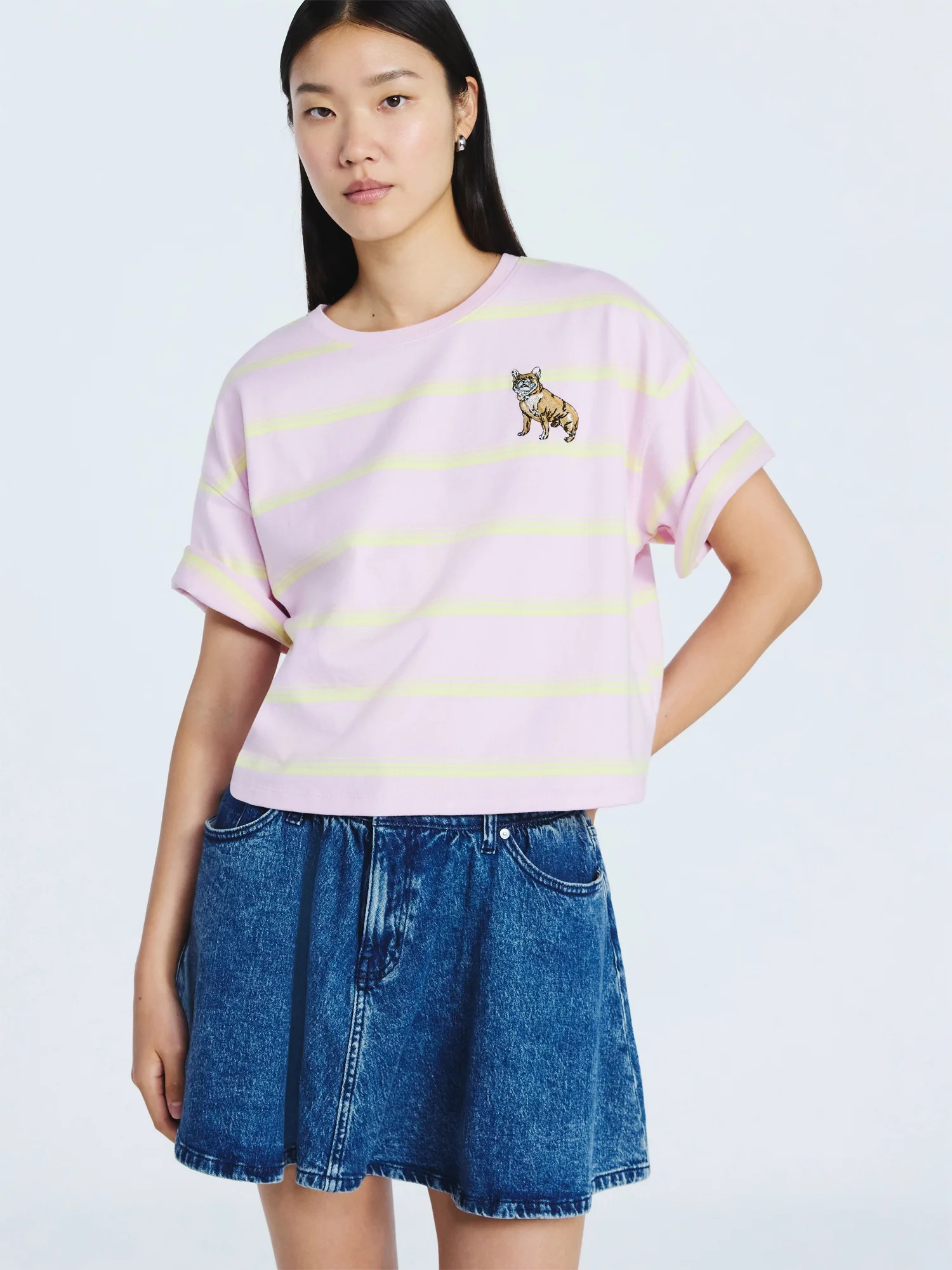 Scoop Women’s and Women's Plus Cotton Cropped Tee with Short Sleeves, Sizes XS-4X | Walmart (US)