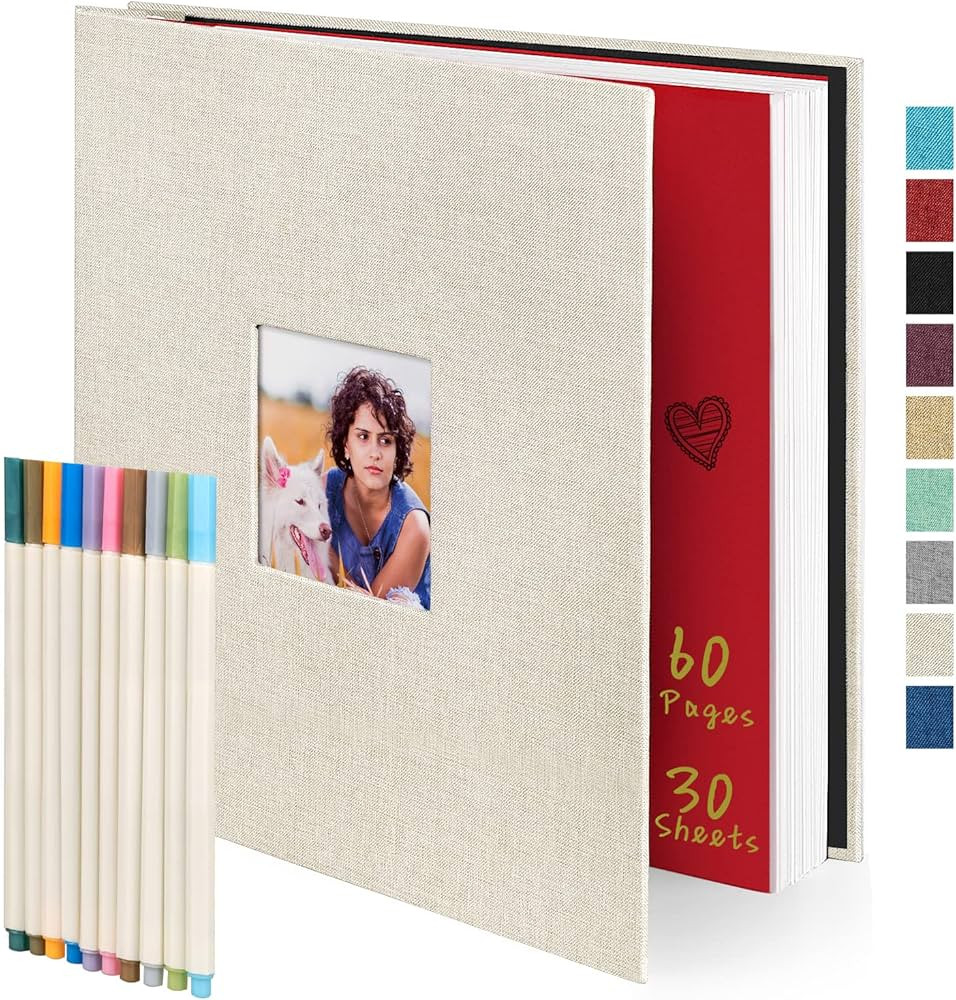 Photo Album 60 Self-Stick Pages (11x10.6inch) Beige Linen for 2x3 3x5 4x6 5x7 6x8 8x10 Pictures w... | Amazon (US)