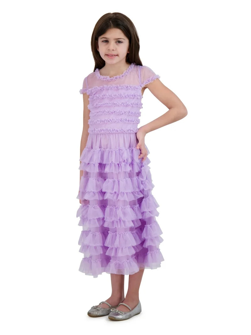 Kensie Girl Ruffle Mesh Special Occasion Dress, Sizes 4-16 | Walmart (US)