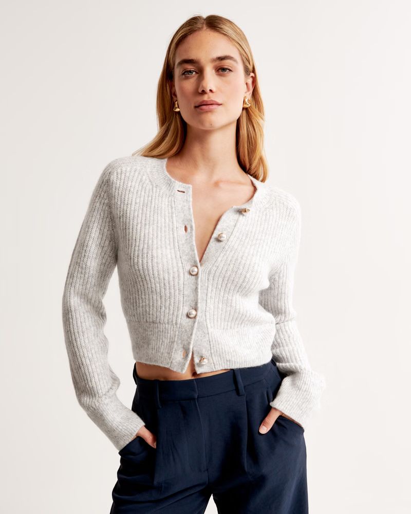 Crew Pearl Button Cardigan | Abercrombie & Fitch (US)