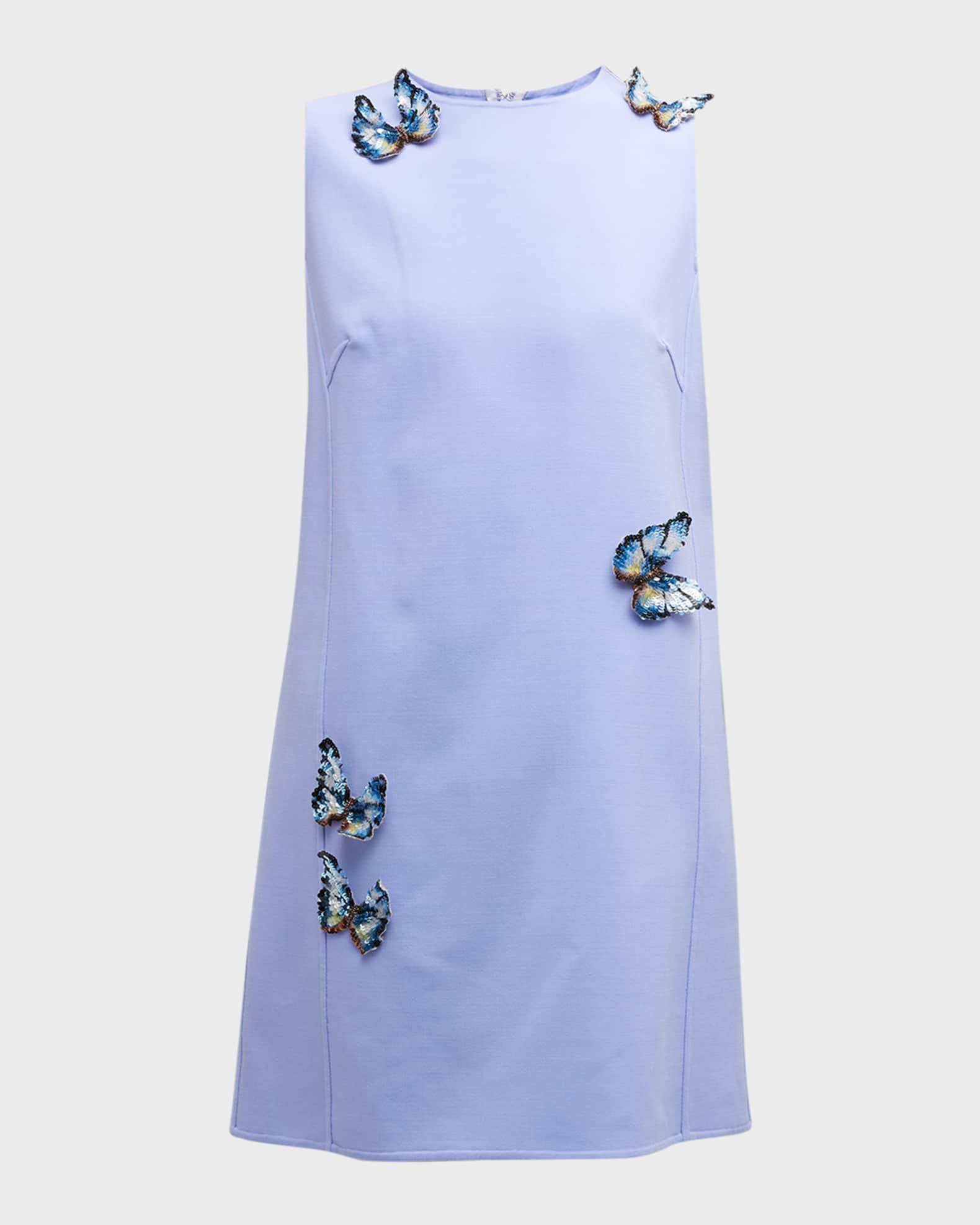 Oscar de la Renta Sequin Butterfly Mini Shift Dress | Neiman Marcus
