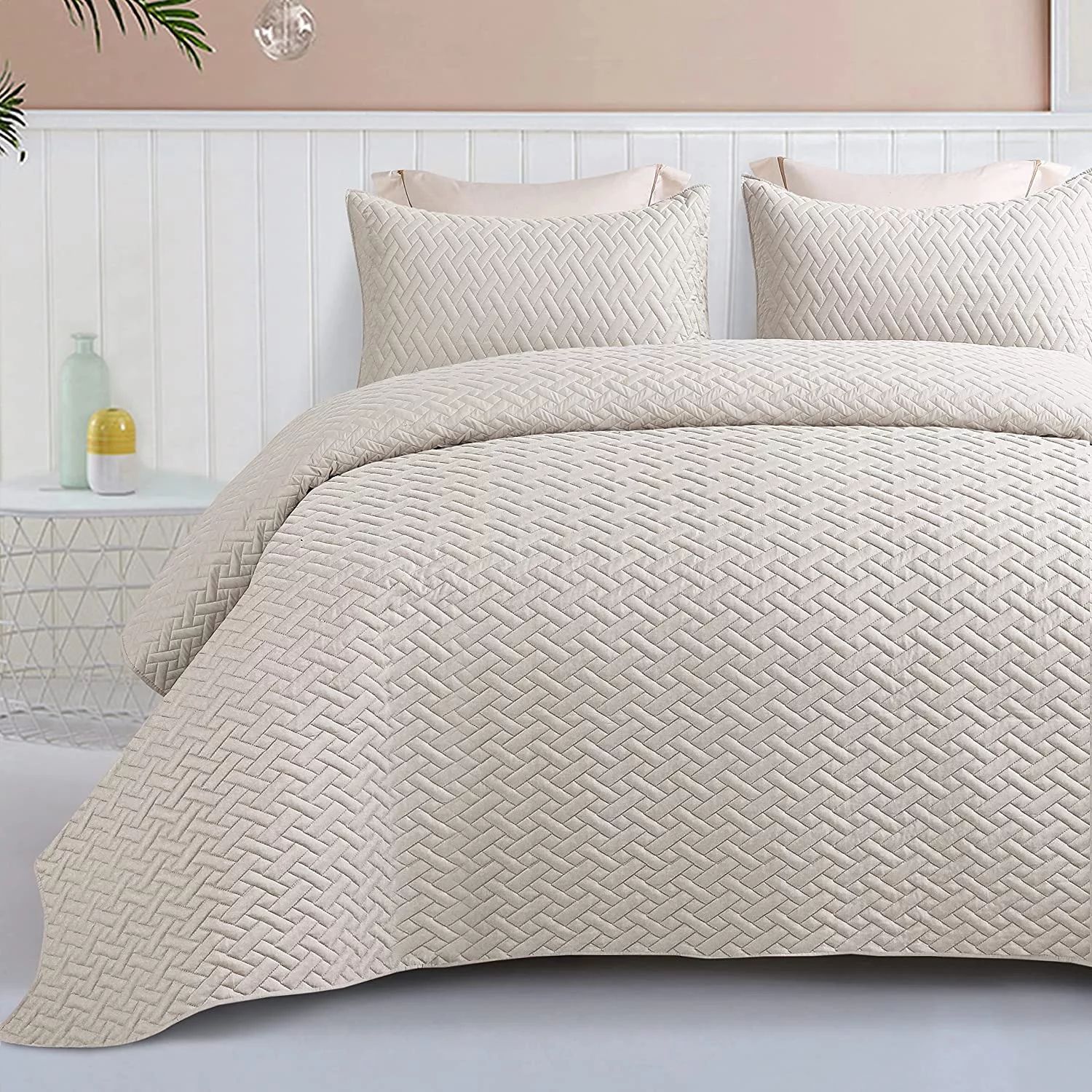 Exclusivo Mezcla 3-Piece King Size Quilt Set with Pillow sham, Basket Quilted Bedspread/Coverlet/... | Walmart (US)
