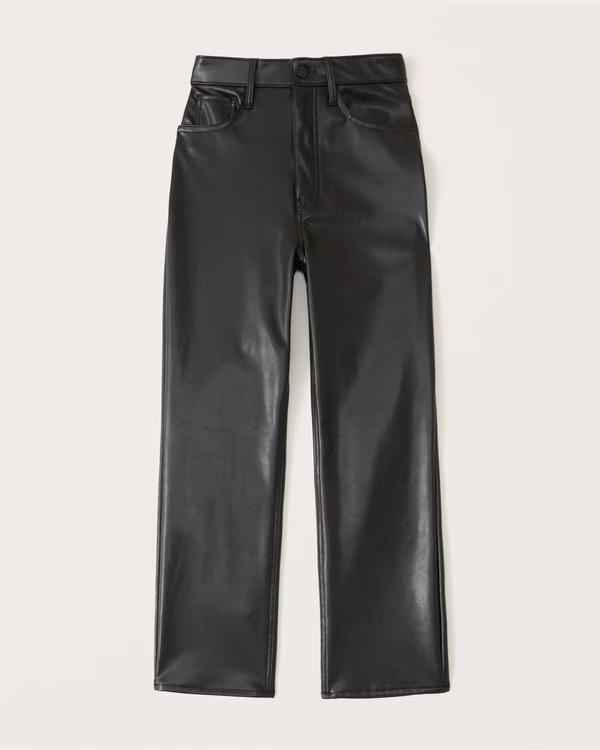 Women's Vegan Leather Ankle Straight Pants | Women's Clearance | Abercrombie.com | Abercrombie & Fitch (US)