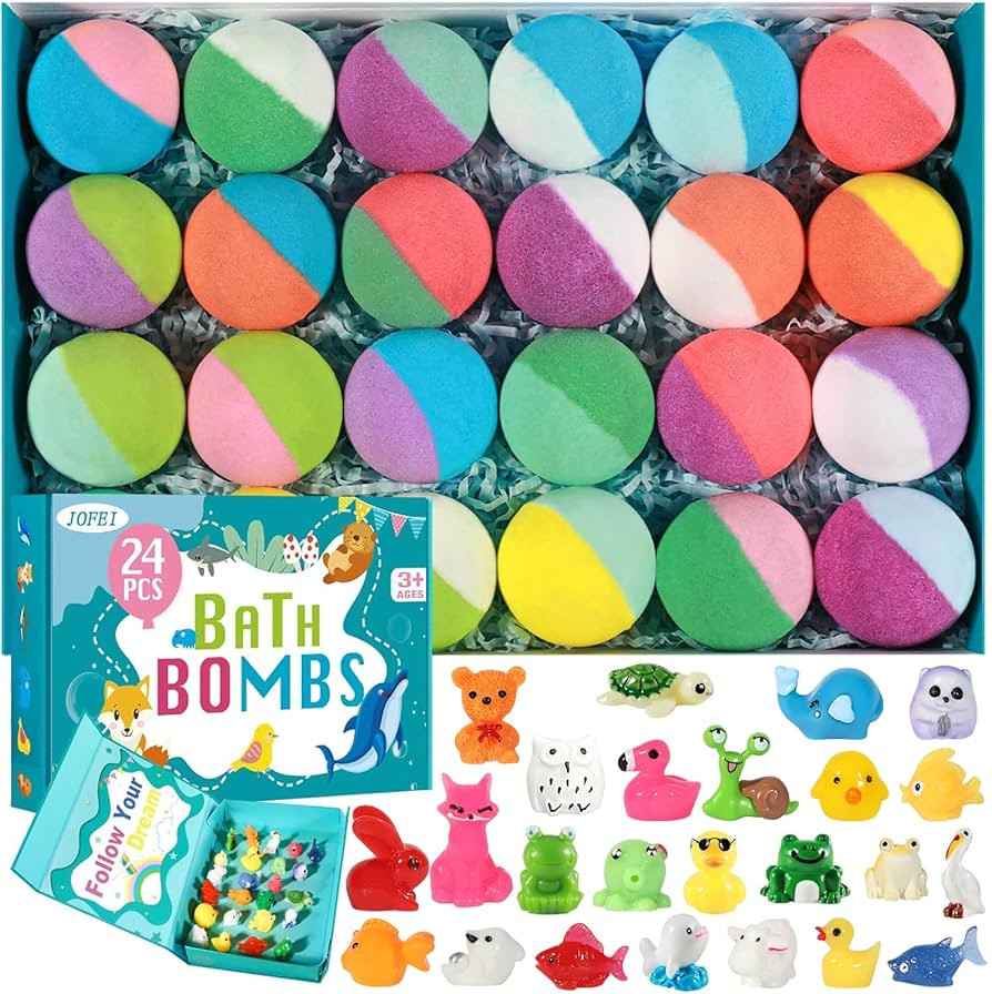 Bath Bombs for Kids with Surprise Inside, 24 Pack Kids Bath Bombs Gift Set, Natural Organic Kid B... | Amazon (US)