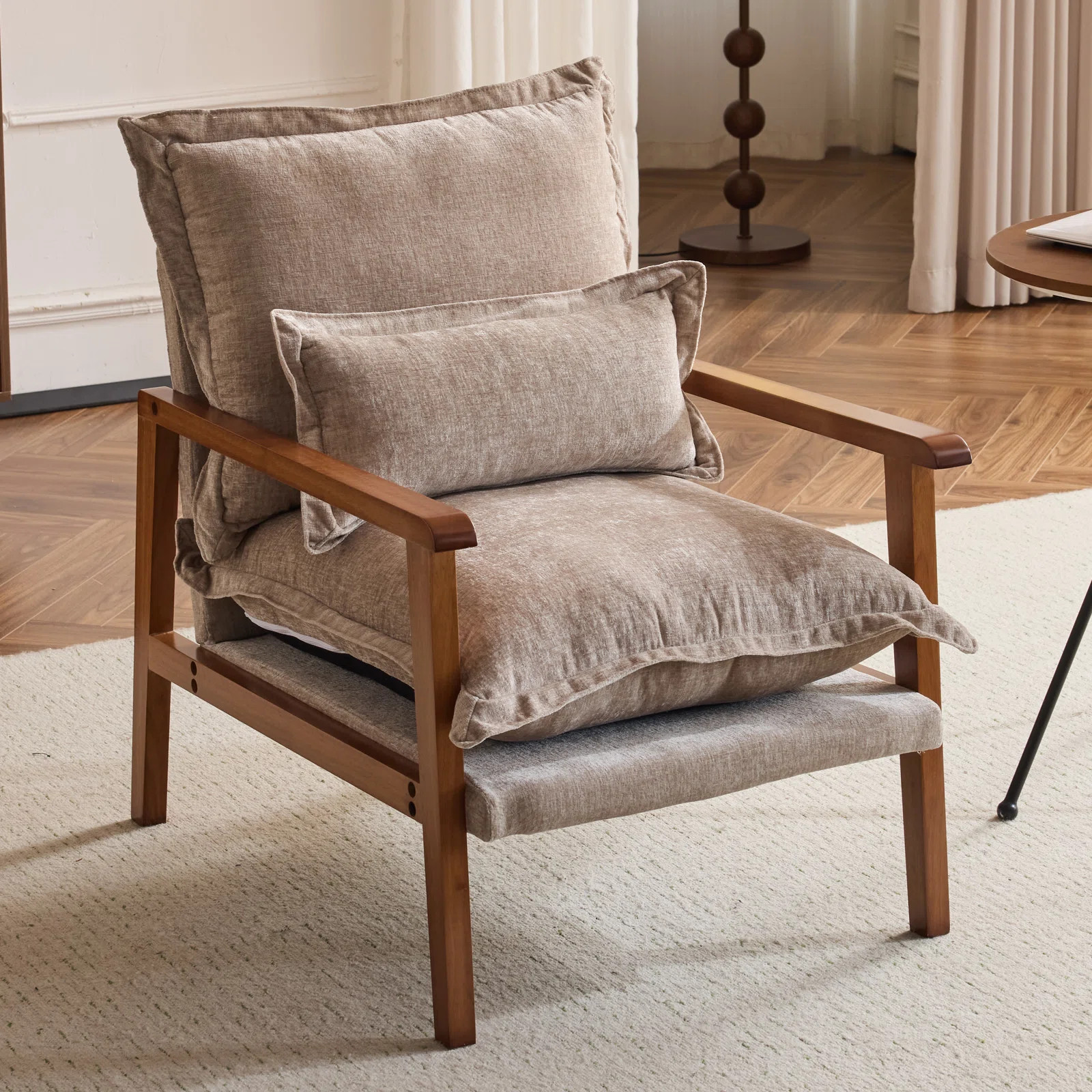 Masson Chenille Accent Chair Armchair With Pillow | Wayfair North America