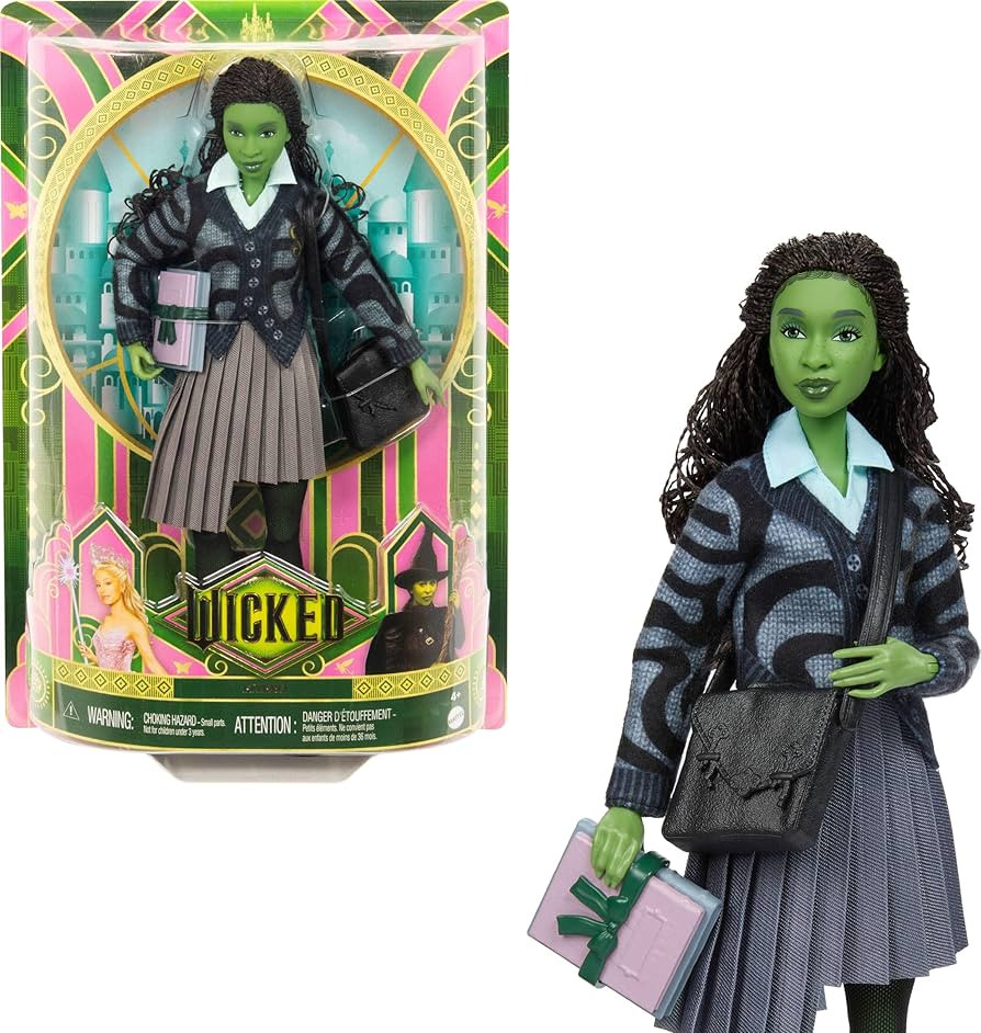 Mattel Universal Wicked Elphaba Fashion Doll & Accessories with Green Skin, Braided Black Hair, P... | Amazon (US)