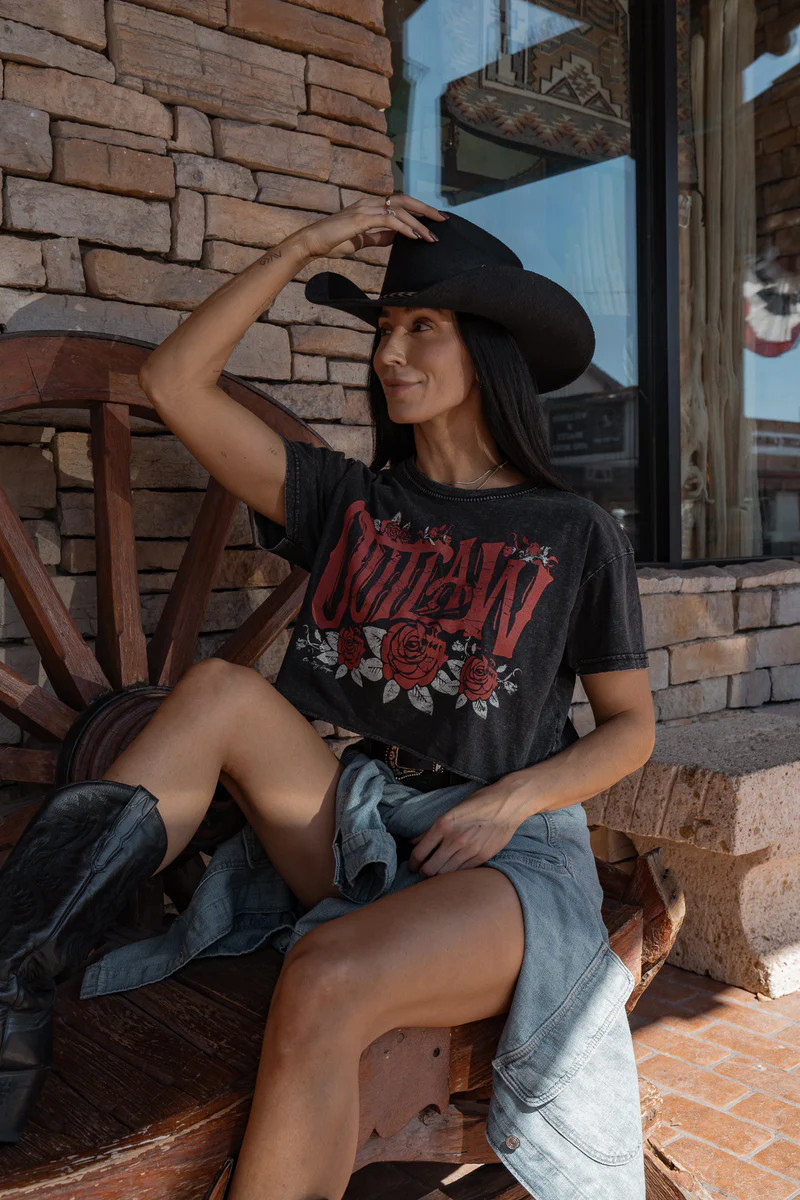 Outlaw Roses Crop Tee | Izzy and Ivy Boutique