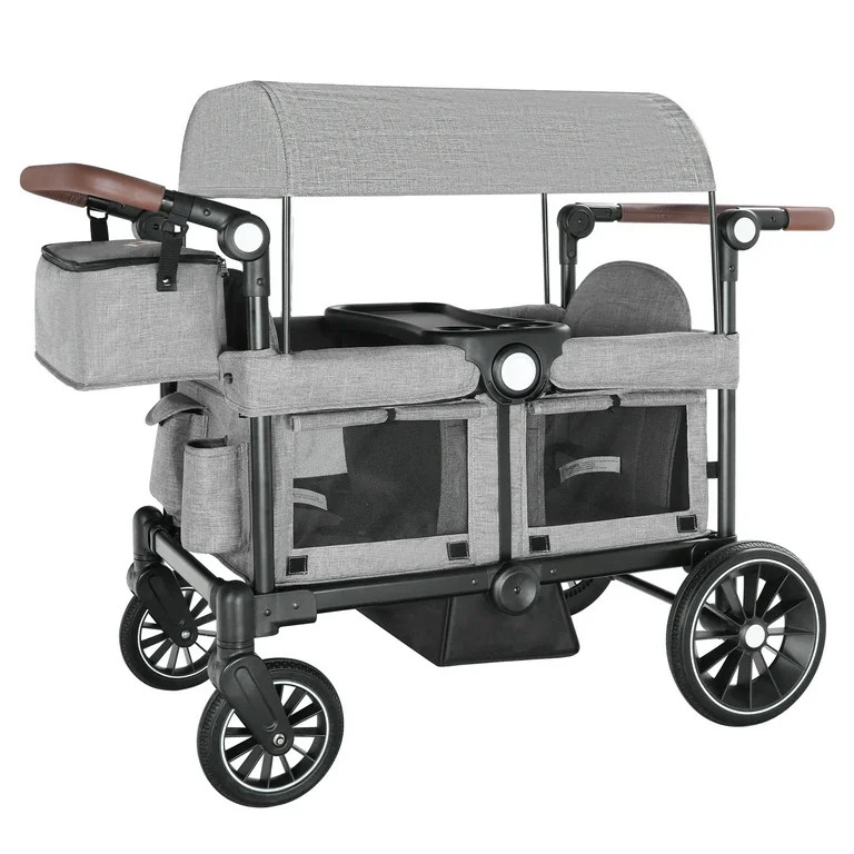 AILEEKISS Collapsible Wagon Stroller for 2 Toddlers with Adjustable Canopy, 44 Pounds, Grey | Walmart (US)
