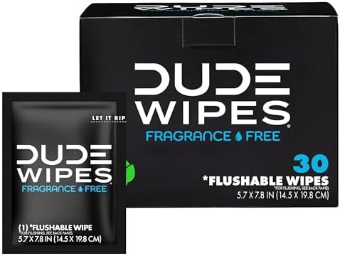 DUDE Wipes On-The-Go Flushable Wipes - 1 Pack, 30 Count - Unscented Extra-Large Individually Wrap... | Amazon (US)