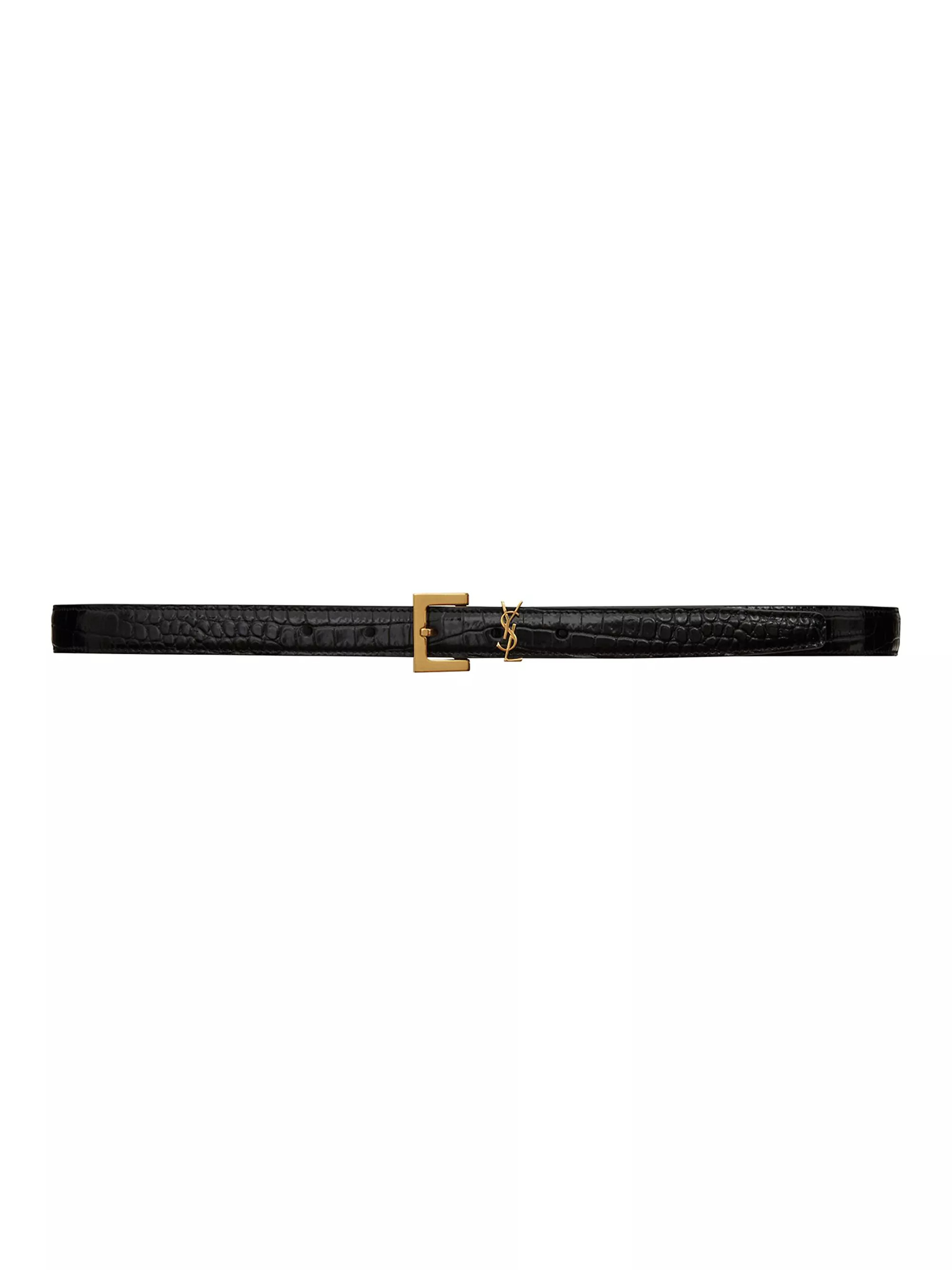 Croc-Embossed Leather Logo Belt | Saks Fifth Avenue