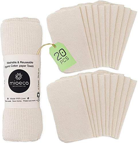 Reusable Paper Towels Washable - Bamboo Nature Friendly Paper Towels Organic Cotton - Thick, Strong, | Amazon (US)