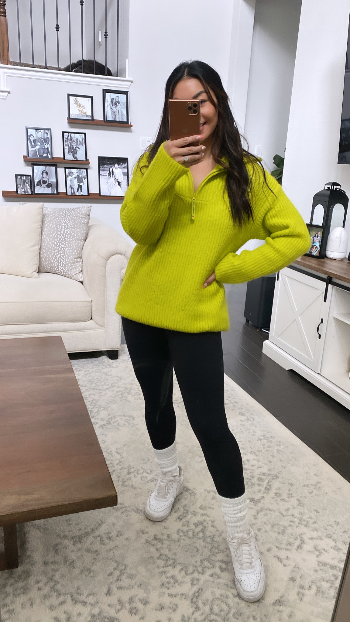 Another cozy piece and I love the chartreuse color! Wearing a small 