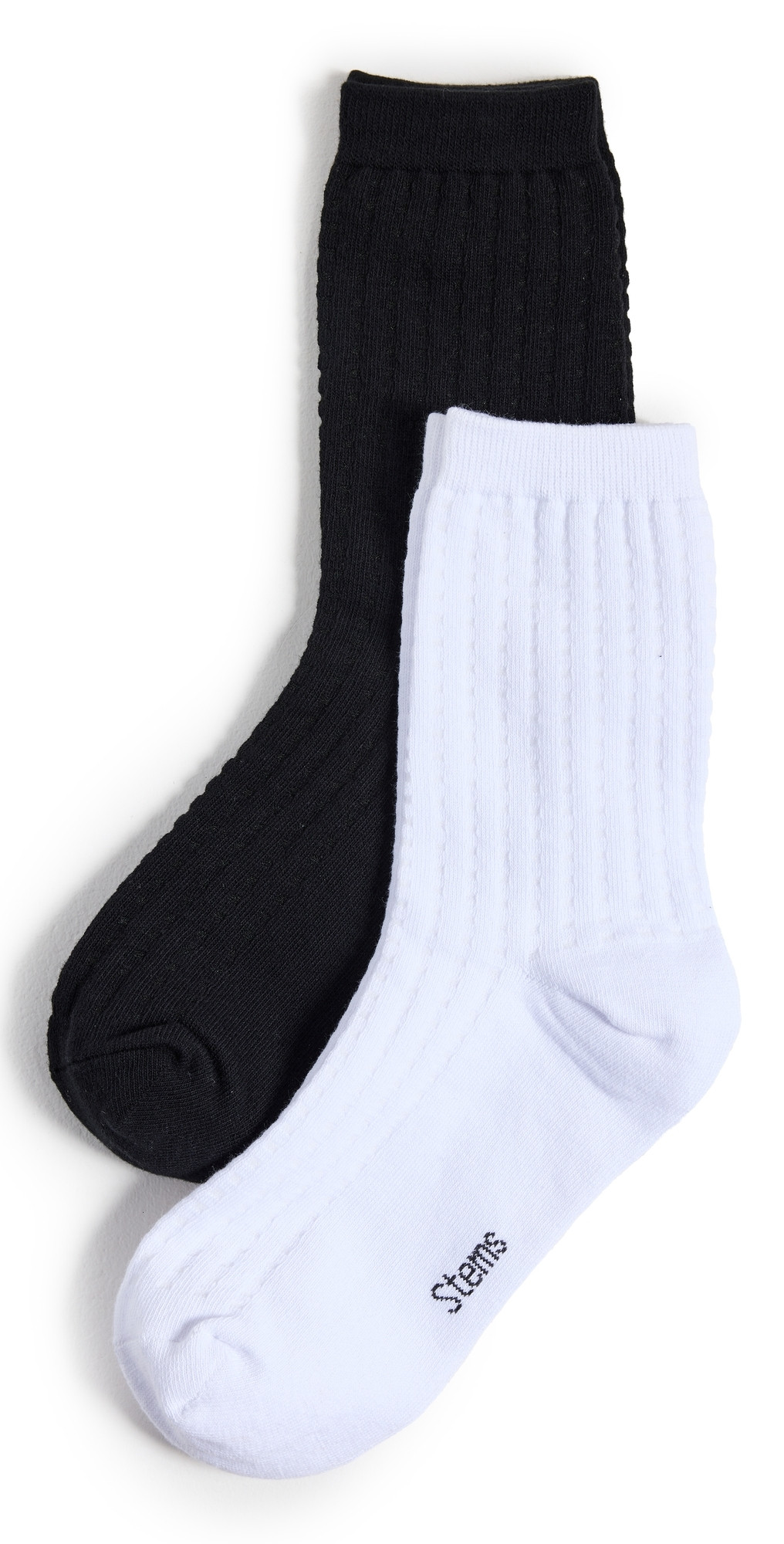 Stems 2 Pack Waffle Knit Socks Black/Ivory One Size | Shopbop