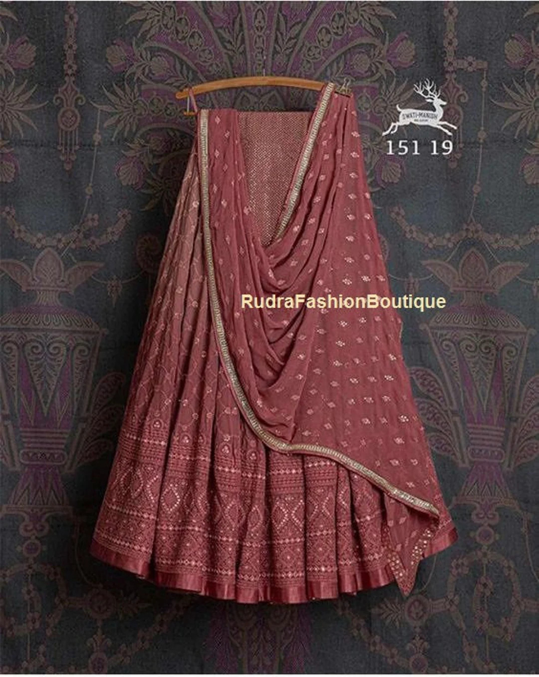 Blush Chikankari Pure Georgette hand Embroidered Lucknowi Chikan Lehenga Indian Handmade Chikanka... | Etsy (US)
