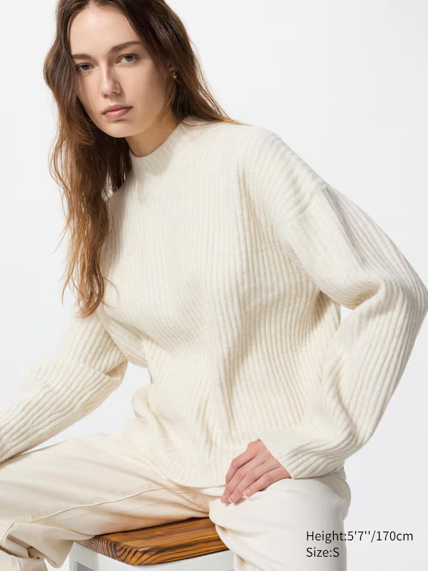 Soufflé Yarn Mock Neck Jumper | UNIQLO (UK)