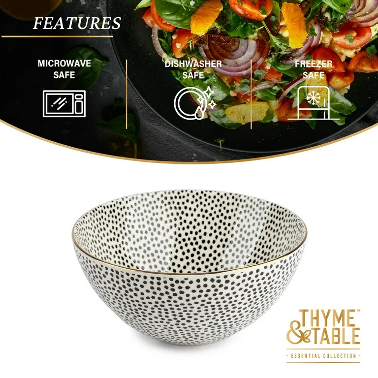 Thyme & Table Dot Large Ceramic Bowl Black and White | Walmart (US)