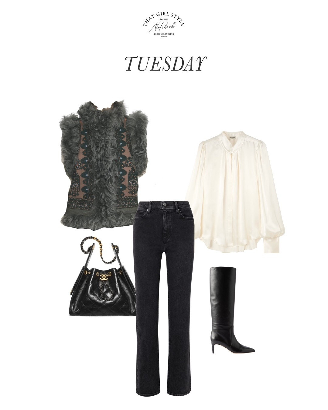 Look 114 | Vest Antik Batik, Jeans Frame, Blouse Maison Mayle, Bag Chanel, Boots Paris Texas

#LTKwinter #LTKstyletip #LTKluxury