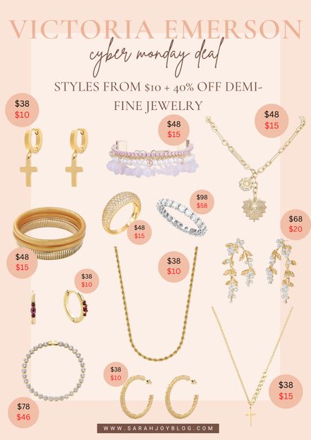 Victoria Emerson Cyber Monday Deal!
Styles from $10 + 40% off Demi- fine jewelry! 
#cybermonday #sale #victoriaemerson

Follow @sarah.joy for more cyber Monday deals!!

#LTKGiftGuide #LTKHoliday #LTKCyberWeek