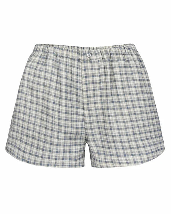 Gauze Mini Boxers - Faded Blue Check | My Mum Made It