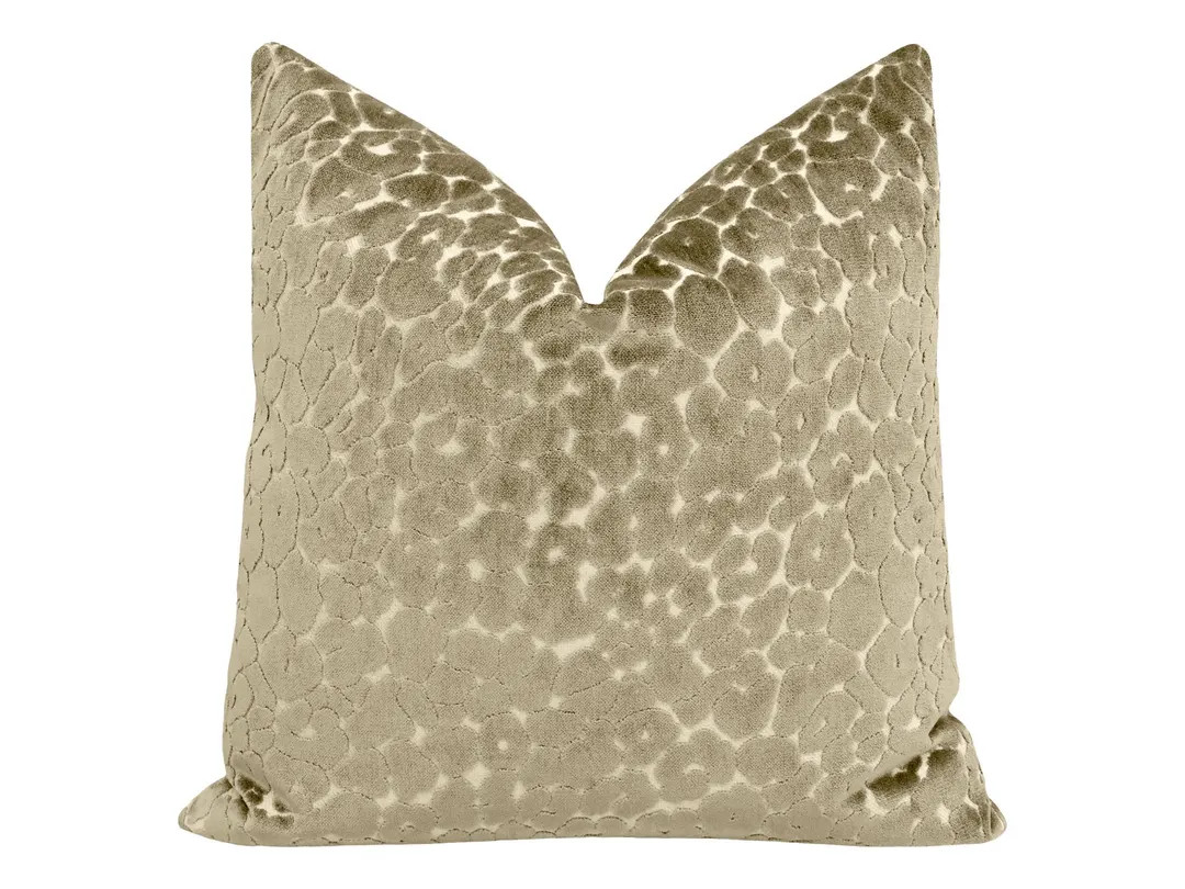 Leopard Cut Velvet // Taupe Pillow Cut Velvet Designer Velvet Pillow Bedroom Home Decor - Etsy | Etsy (US)