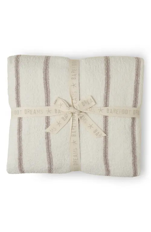 barefoot dreams CozyChic™ Pinstripe Bed Blanket in Pearl/Taupe at Nordstrom, Size King | Nordstrom