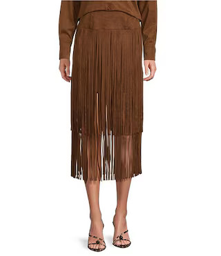 Antonio Melani Rae Coordinating Faux Suede Fringe Midi Pencil Skirt | Dillard's | Dillard's
