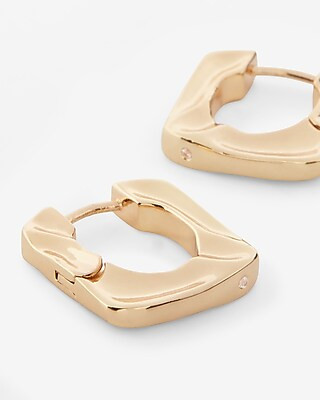 Gold Hammered Twisted Rectangle Hoop Earrings | Express