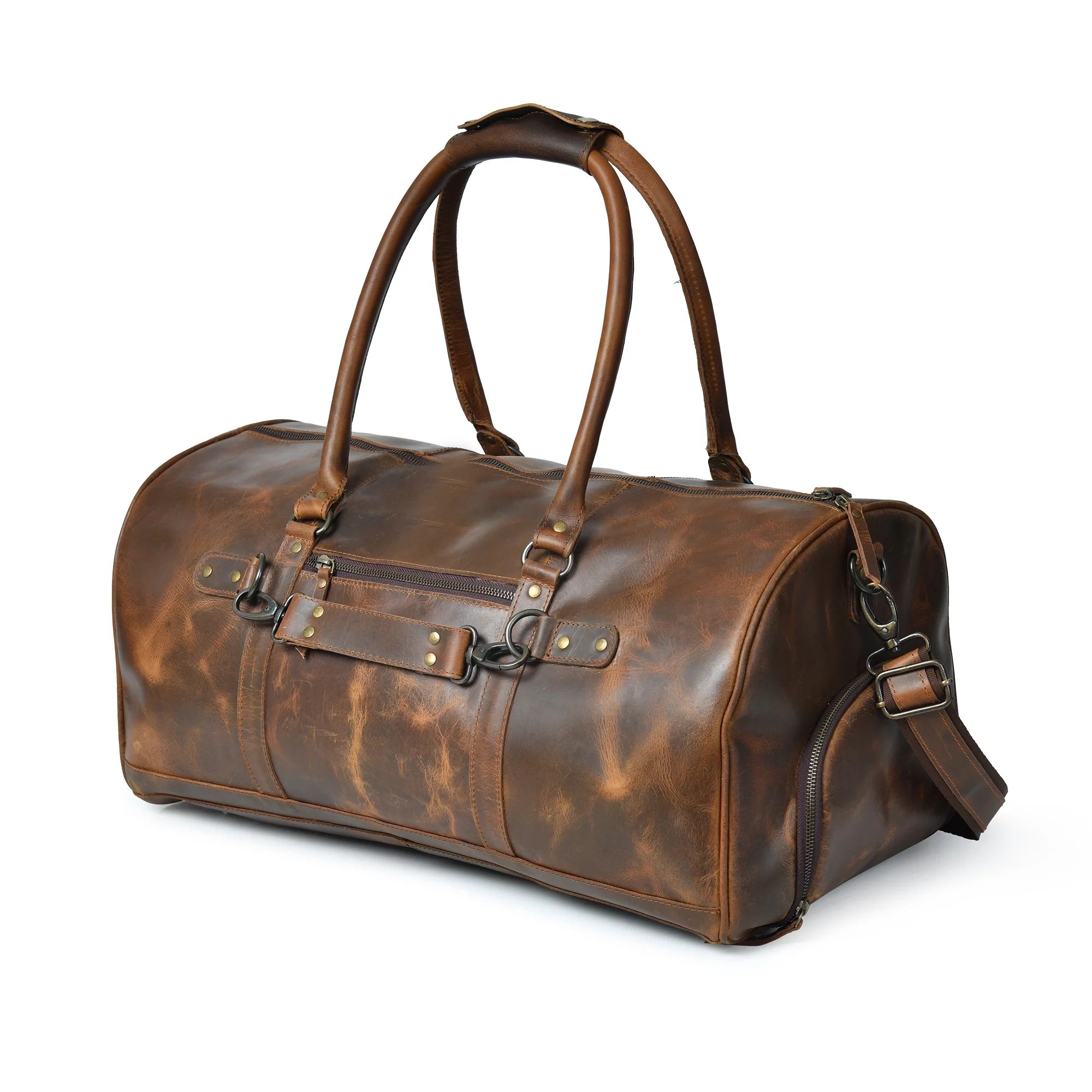 Handmade Top Grain Leather Duffle Bag | Carry On Leather Weekender Travel Duffel Bags for Men by ... | Walmart (US)