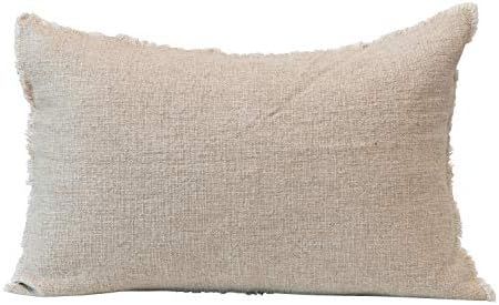 Creative Co-Op Linen Blend Lumbar Frayed Edges, Natural Pillow | Amazon (US)