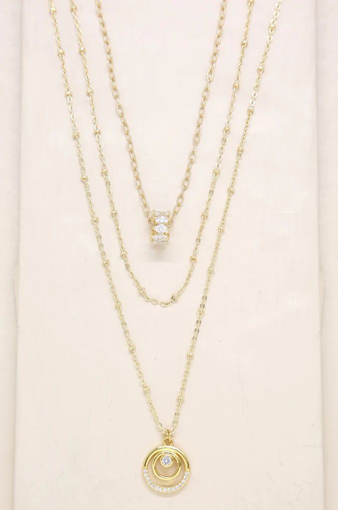 Circles of Crystal Dainty Layered 18k Gold Plated Necklace Set | Ettika