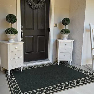Easy Jute Front Door Mats Black Outdoor Rug 3x5, Washable Entryway Rug Indoor Doormat Bordered In... | Amazon (US)
