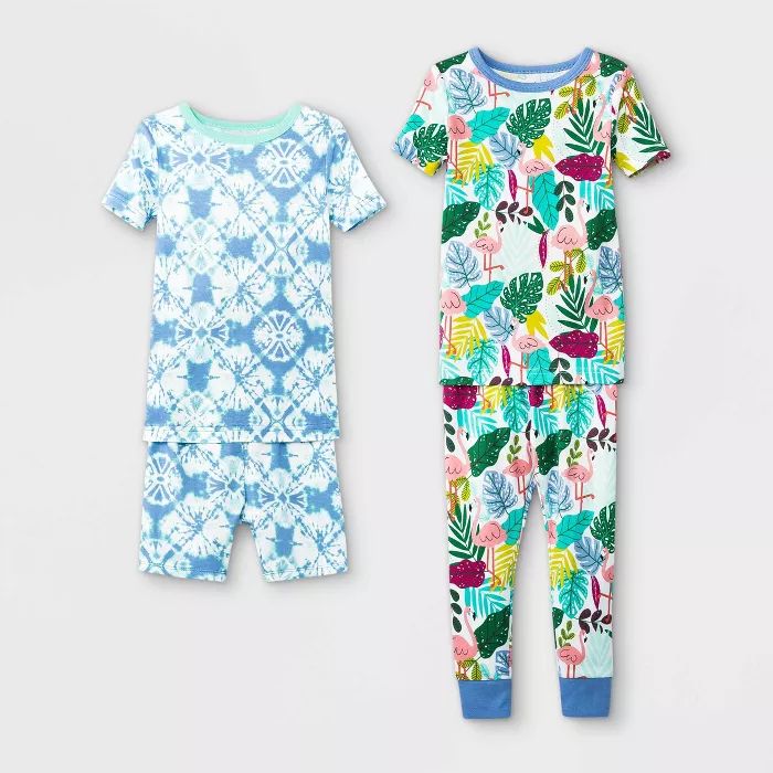 Toddler Girls' 4pc Tropical Tie-Dye Pajama Set - Cat & Jack™ Blue | Target