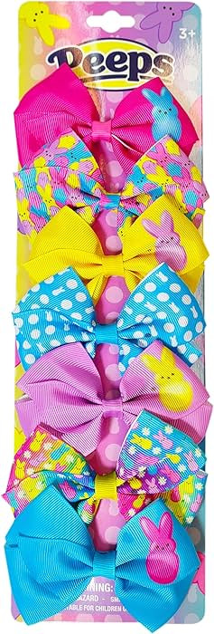 PEEPS Hair Bows Bundle - 7 Pcs 4 Inch Alligator Clips with Different Prints, Easter Bunny Themed ... | Amazon (US)