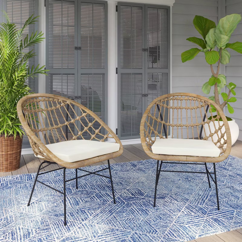 2pk Chairs with Cushions - Cream - TK Classics | Target