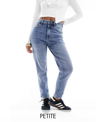 Stradivarius Petite slim mom jean with stretch in medium wash  | ASOS | ASOS (Global)
