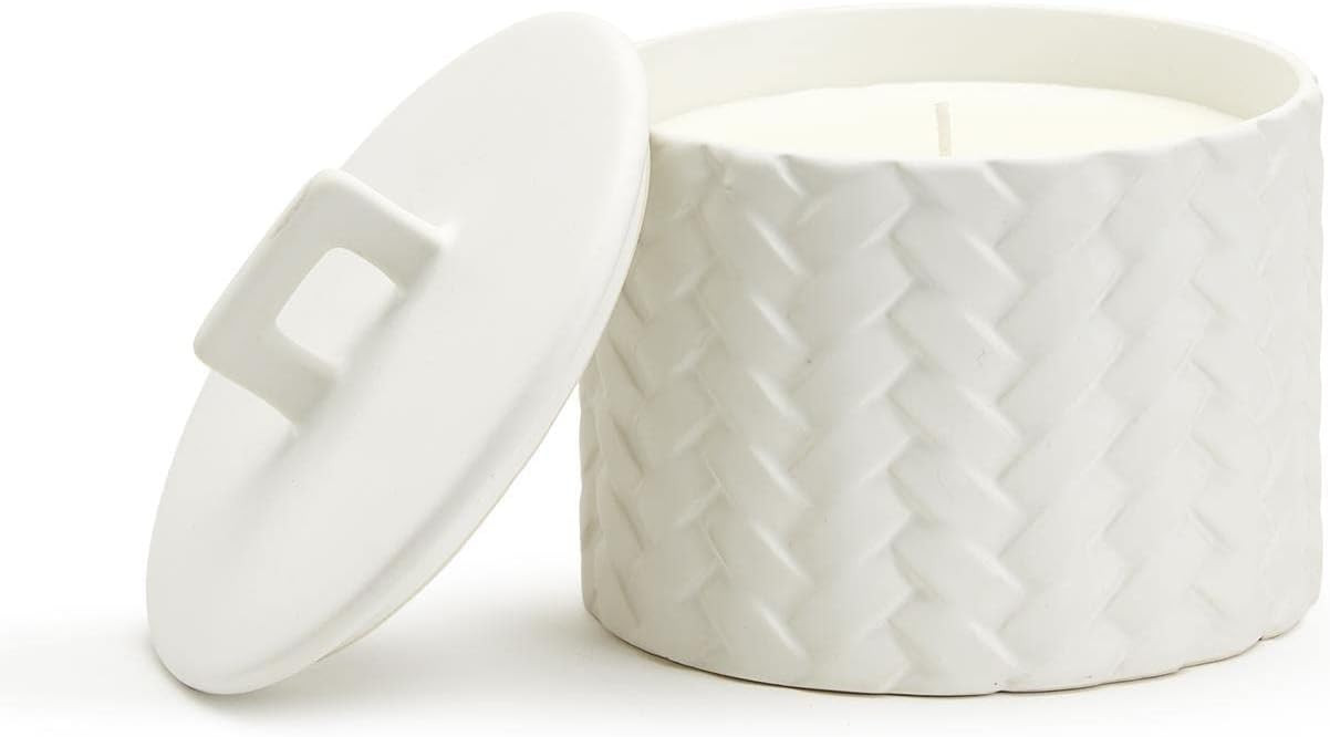 Two's Company White Basketweave Filled Candle with Fig Scent | Amazon (US)