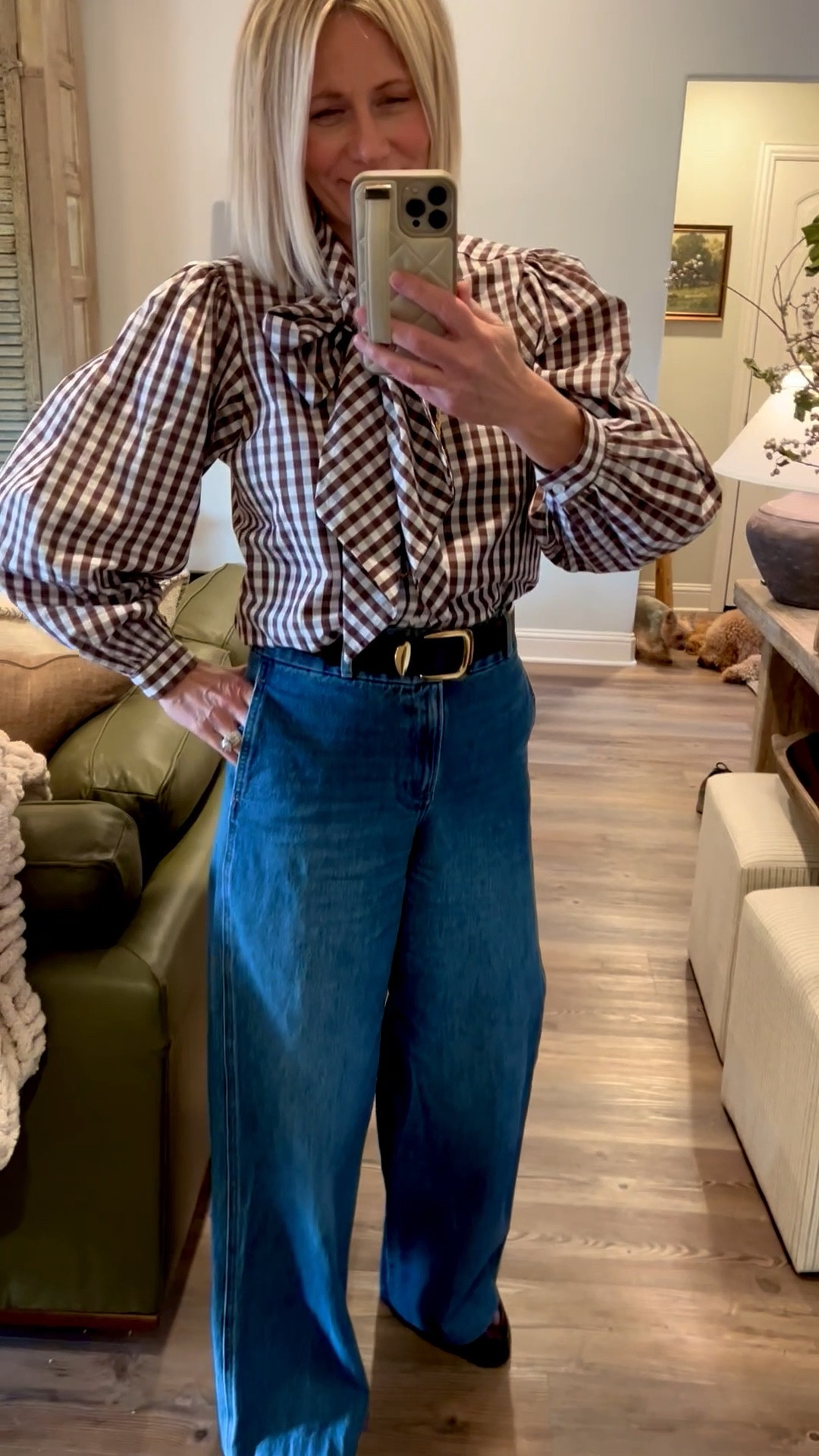 Love a good button up with a bow.  #sezane loafers #trouser jeans 

#LTKOver40 #LTKU #LTKWorkwear