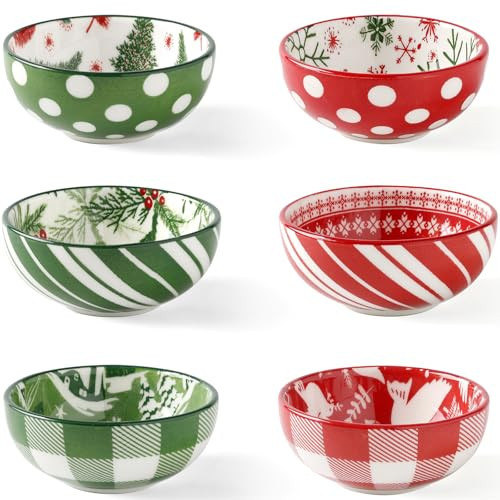 Metahom Christmas Ceramic Dipping Bowls, 3 Inch Small Dip Bowl for Soy Sauce, Condiments, Dips, Sushi, Appetizers, Side Dish, Set of 6 | Amazon (US)
