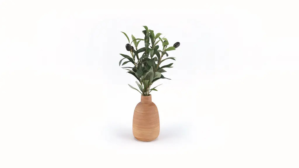 Mainstays 15 in Artificial Olive Plant in Wood-Finish Ceramic Vase | Walmart (US)