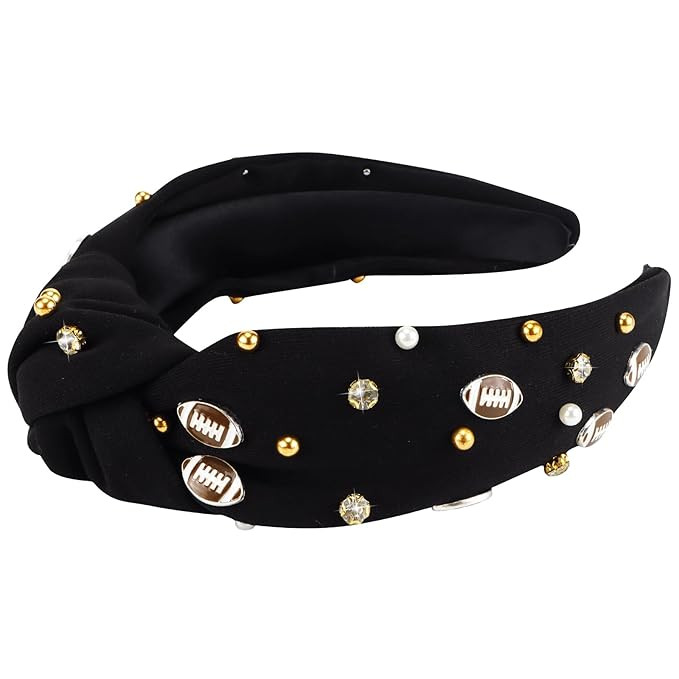 CIEHER Football Knotted Headband for Women Crystal Baseball Headbands Fun Sports Team Game Day Tw... | Amazon (US)