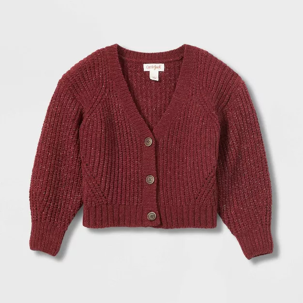 Toddler Girls' Button-Front Cardigan - Cat & Jack™ Maroon | Target