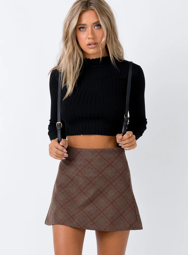 Fike Mini Skirt Brown | Princess Polly US