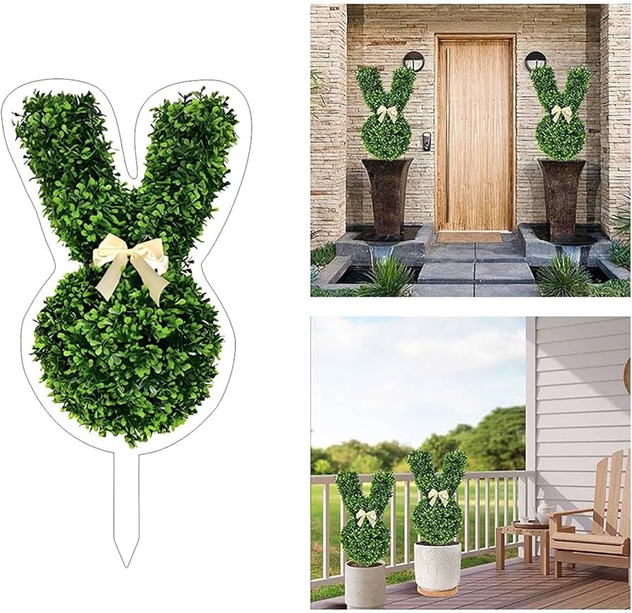 Bunny Topiary Outdoor - Rabbit Shaped Topiary Trees, Easter Rabbit Boxwood Bunny Shaped Topiary f... | Amazon (US)