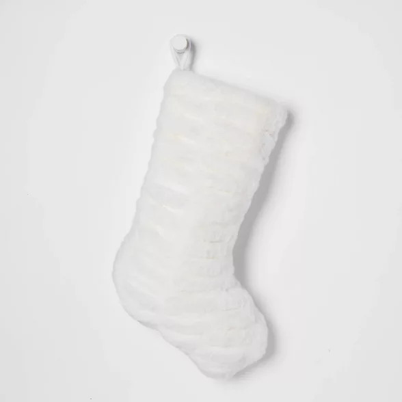 20" x 8" Rouch Faux Fur Stocking Cream - Threshold™ | Target