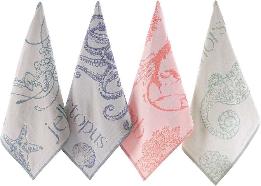 Nautical Kitchen Towels with Ocean-Themed Designs \u2013 100% Turkish Cotton Jacquard Tea Towels ... | Amazon (US)